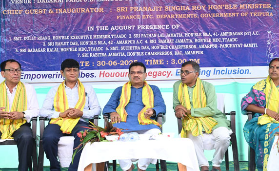 Finance minister Pranajit Singha Roy attends DAJGU campaign at Amarpur in Gomati district.